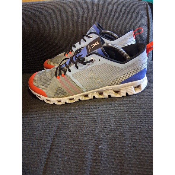 On Cloud X Mens Running Shoes Blue Grey Orange Helion CloudTec US 10.5
